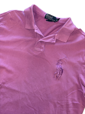 Polo Ralph Lauren XL Purple Big Pony Custom Fit Polo Shirt Sleeve Patch Men’s